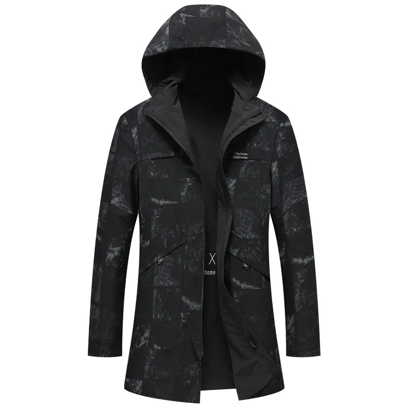

Autumn Large Size Men Two Sides Wear Jacket Loose Medium Length Money Windbreaker Plus Fat plus Size Tide Fat Man Coat