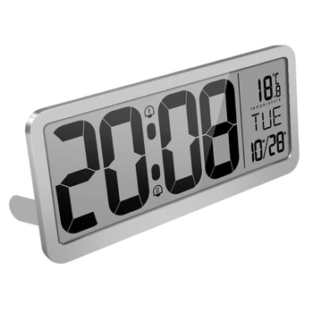

Battery Powered Digital Wall Clock With 2 Alarm Settings Adjustable Volume Large LCD Screen Display Time Date Weekday Temperatur