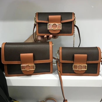 

2020 new luxury women's bag light color camera bag chain small square bag leather rainbow color matching small bag Single Should