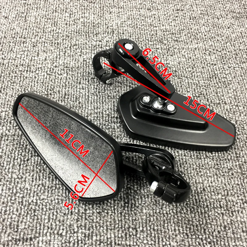 Motorbike Aluminum Rear View Black Handle Bar End Side Rearview Mirrors (2)