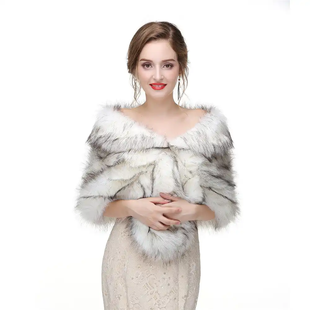 faux fur stoles bridesmaids