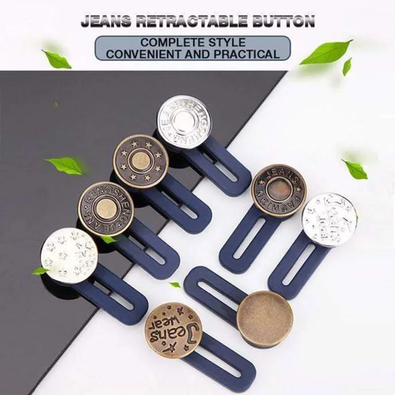 

Jeans Retractable Button Adjustable Disassembly Retractable Jeans Waist Extension Button Metal Letter Buttons Free Sewing Button