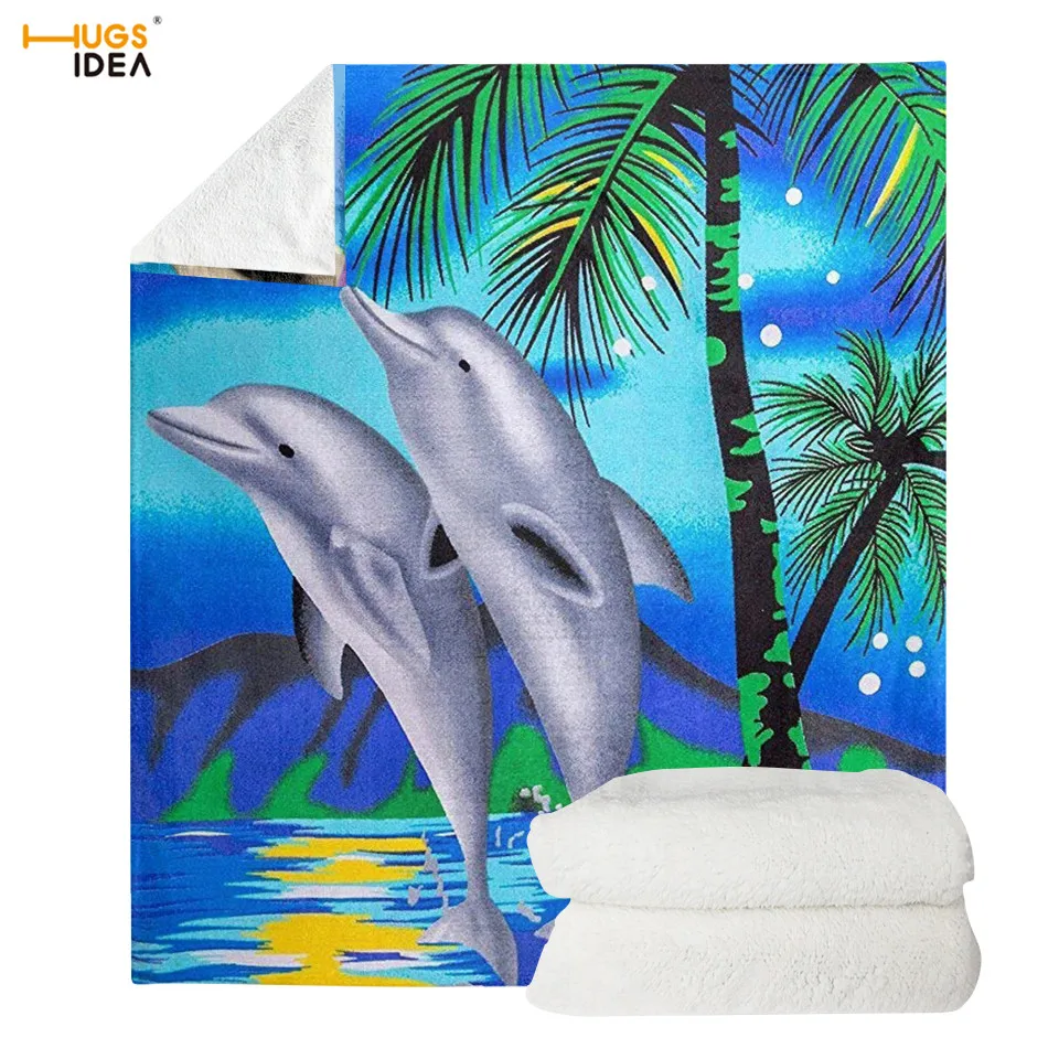 HX028 HUGSIDEA Soft Throw Blanket 3D Shark/Dolphin Print Cozy Couch/Sofa/Chair Blanket Ocean Animals Fleece Travelling Camping Blanket - Цвет: HX028