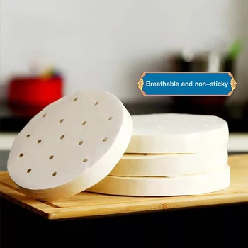 

100Pcs 7/8 Inch Air Fryer Steamer Liners Premium Perforated Wood Pulp Papers Non-Stick Steaming Basket Mat Baking Cooking Tools