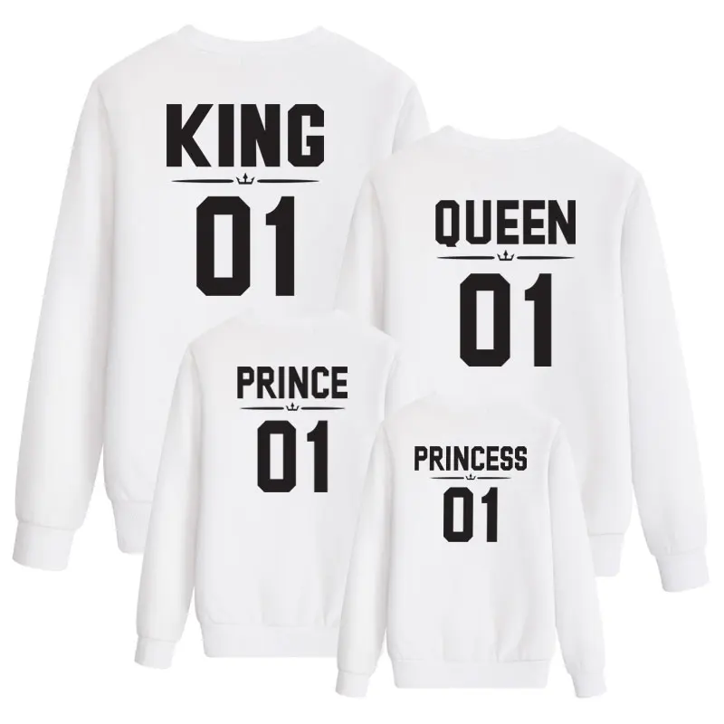 King queen 01; Одинаковая одежда для всей семьи; для папы, мамы, дочки, сына, мамы и меня; толстовка; Детские хлопковые уличные комплекты с надписями - Цвет: Color7