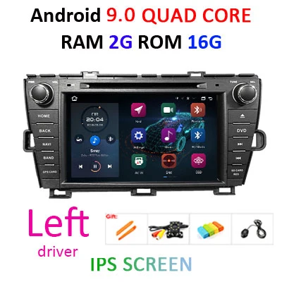 2G 16G Left Android 9,0 4G 64G ips DSP AV выход 2 DIN DVD gps Радио для Toyota Prius 2009-2013 Навигация стерео мультимедийный экран плеер - Цвет: 2G 16G Left