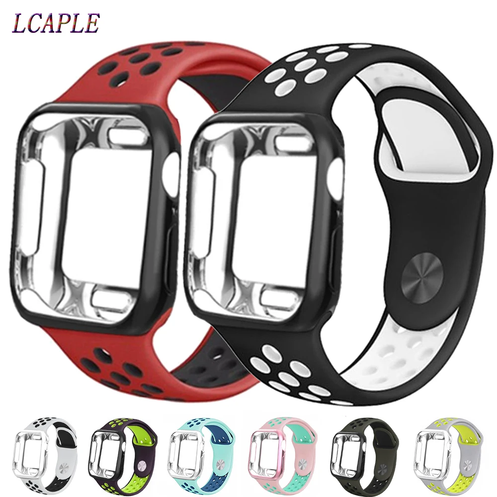 Хохлатая ремешок для спортивных часов для Apple Watch band 4 42 мм/44 мм iwatch 3 группа 38 мм/40 мм силиконовый Корреа часы браслет ремень аксессуары