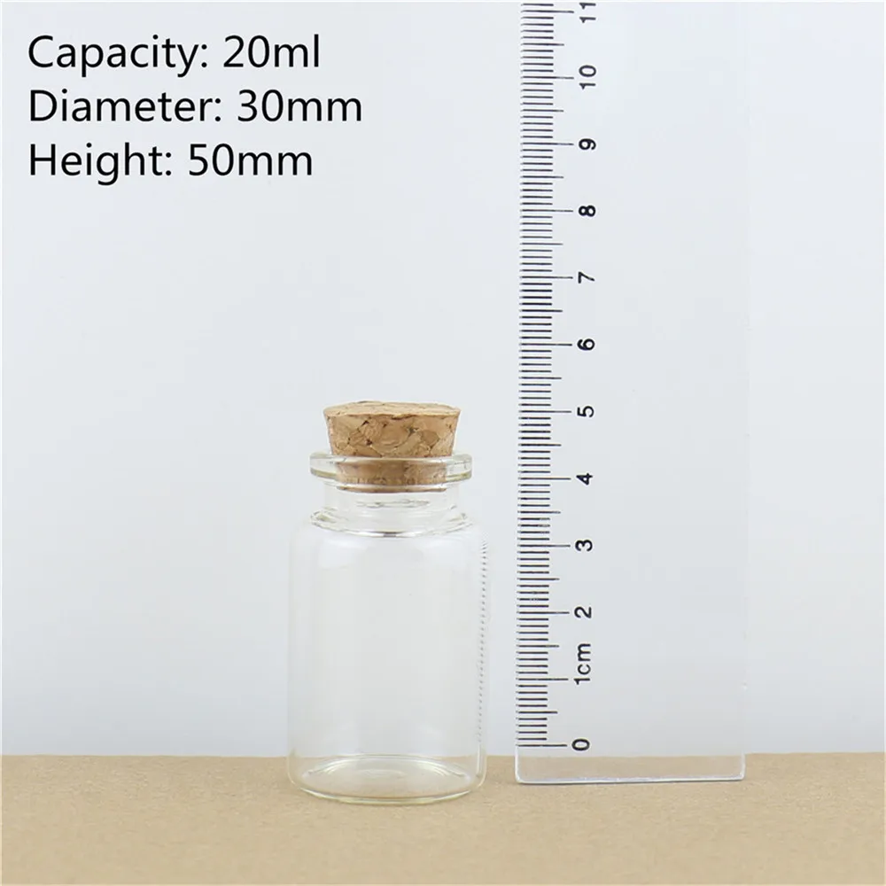 24pcsLot 20ml Mini Wishing Glass Bottles Cork Crafts Jars Cork Stopper 3050mm Transparent Empty DIY Glass Bottles (9)