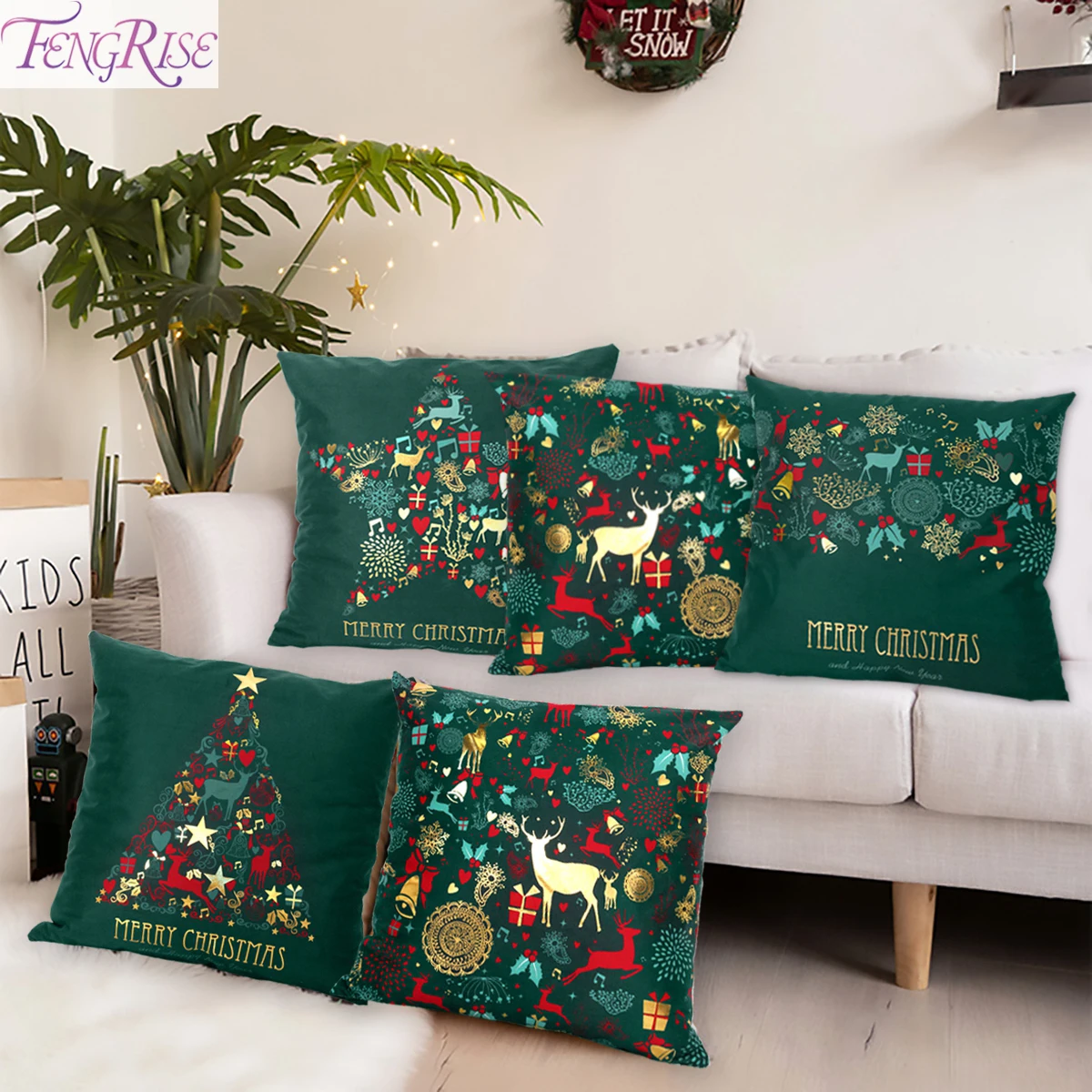 Чехол для подушки FENGRISE Merry Christmas Рождественское украшение дома 2020 Рождественский