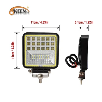 

LC- square 126w 42led aperture yellow light 120W Spot Flood Bar 12V Light Working Led OKEEN Offroad Truck