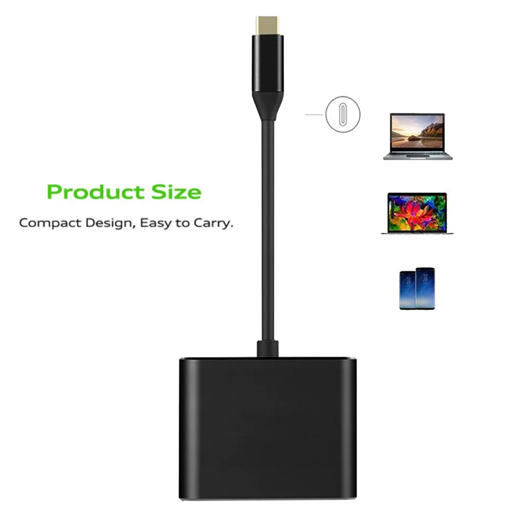 Cable adaptador Hub compatible con USB 3,1, conector tipo C a HDMI, USB 3,0, USB-C gris, 4K, compatible con iPhone y iPad
