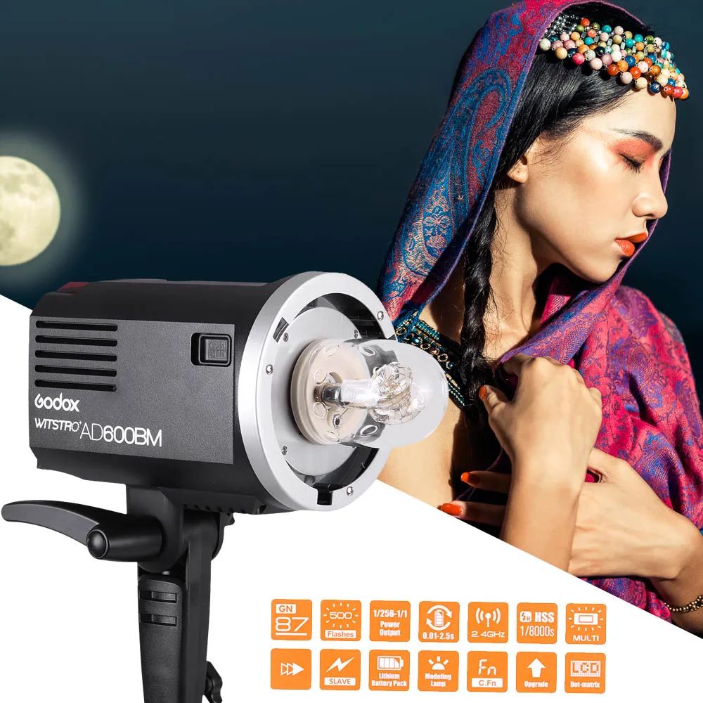 GODOX WITSTRO AD600BM 600WS GN87 HSS 1/8000s наружная вспышка стробоскоп 2,4G Беспроводная система X с литий-ионным аккумулятором 8700mAh