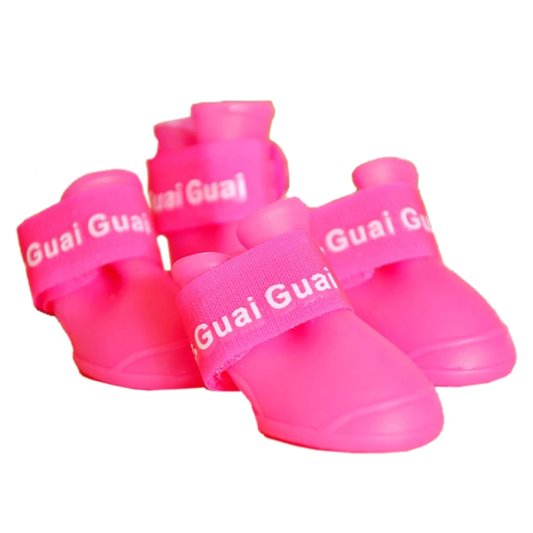 Rose-Red S, Pet Shoes Booties Rubber Dog Waterproof Rain Boots