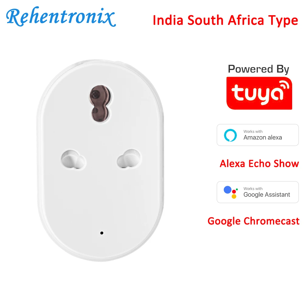 

REHENTRONIX NEW India South Africa Smart Plug Socket 16A Power Monitoring works with Alexa Google Home Voice Control Timing Set