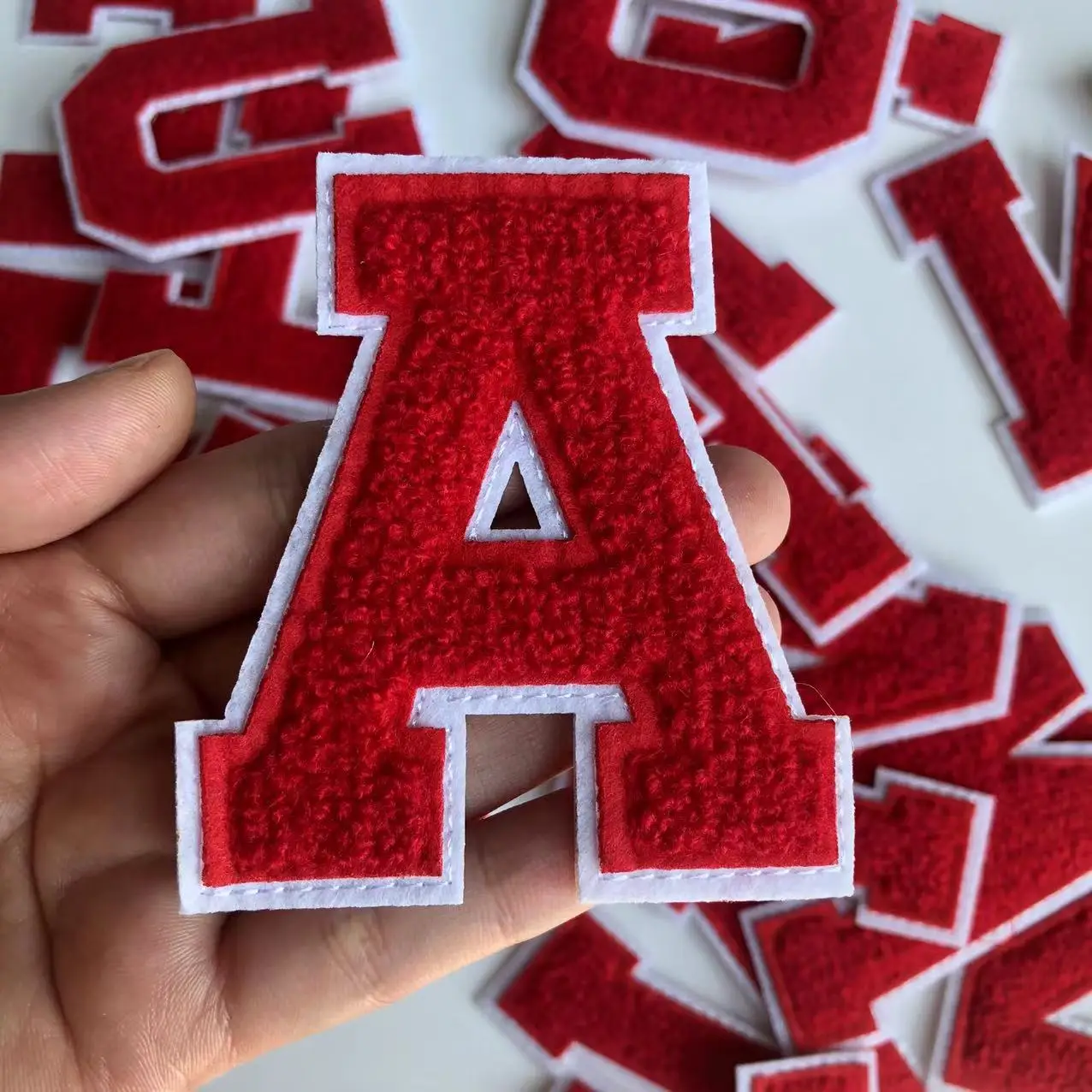 Large Red Letters Chenille Embroidered Iron On Patch Applique Diy