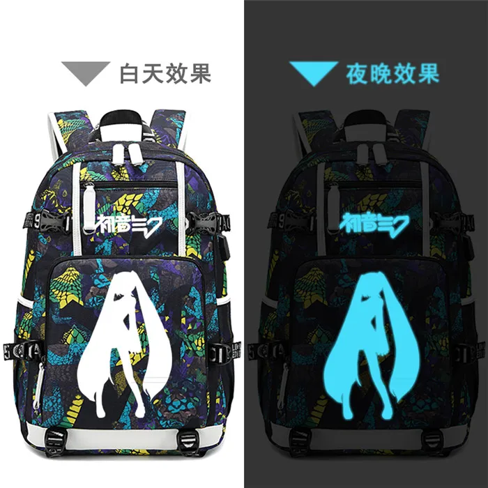 13 Hatsune Miku Women Cute Back Pack Canvas School Bags Bookbag Large Travel Bagpack USB Charging Laptop Backpack Men Backpack - Цвет: 13