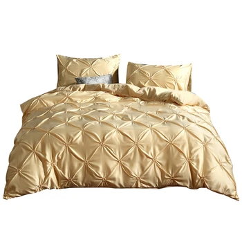 

Hot Sale Imitation Silk Quilt Cover Pillowcases Bedding Set Home Textile Bedclothes US Polyester Cover Pillowcases Home Bedding