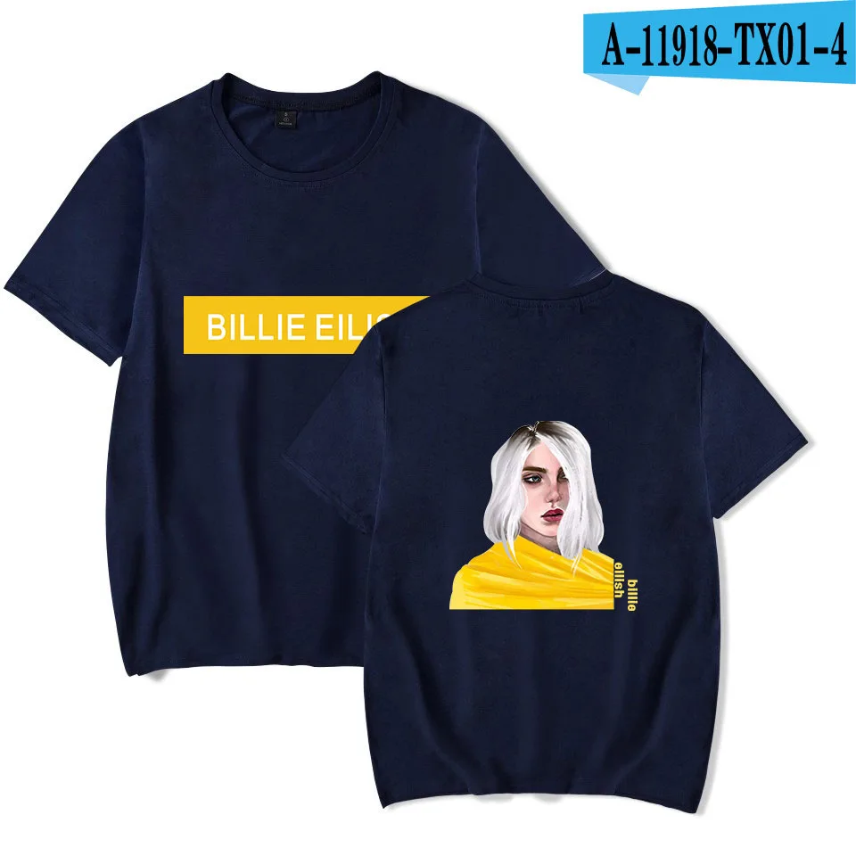 Billie Eilish, новинка, женская футболка, аниме, рисунок лица, футболки, футболка, Harajuku, короткий рукав, топ, Новое поступление, хип-хоп, повседневная, забавная футболка - Цвет: blue - style 1