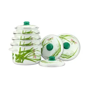 

A Set Of pans Enamel, Dragonfly, 8 items