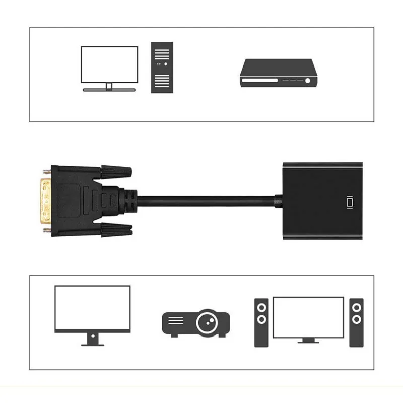 DVI в VGA Женский адаптер Full HD 1080P DVI-D в VGA адаптер 24+ 1 25Pin в 15Pin кабель конвертер для ПК монитор компьютера