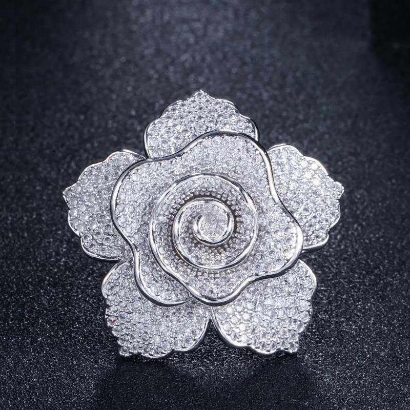 White Gold Wong Rain стерлингового серебра 925 шпинели драгоценный камень для свадьбы, помолвки бриллианты цветок завод кольцо ювелирных изделий - Цвет камня: White Gold