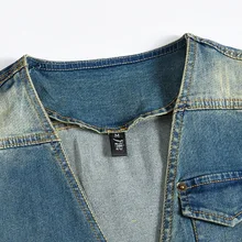 Большой размер, трендовый мужской джинсовый жилет в Корейском стиле, приталенный мужской жилет, крутой тренд, повседневный ковбойский жилет