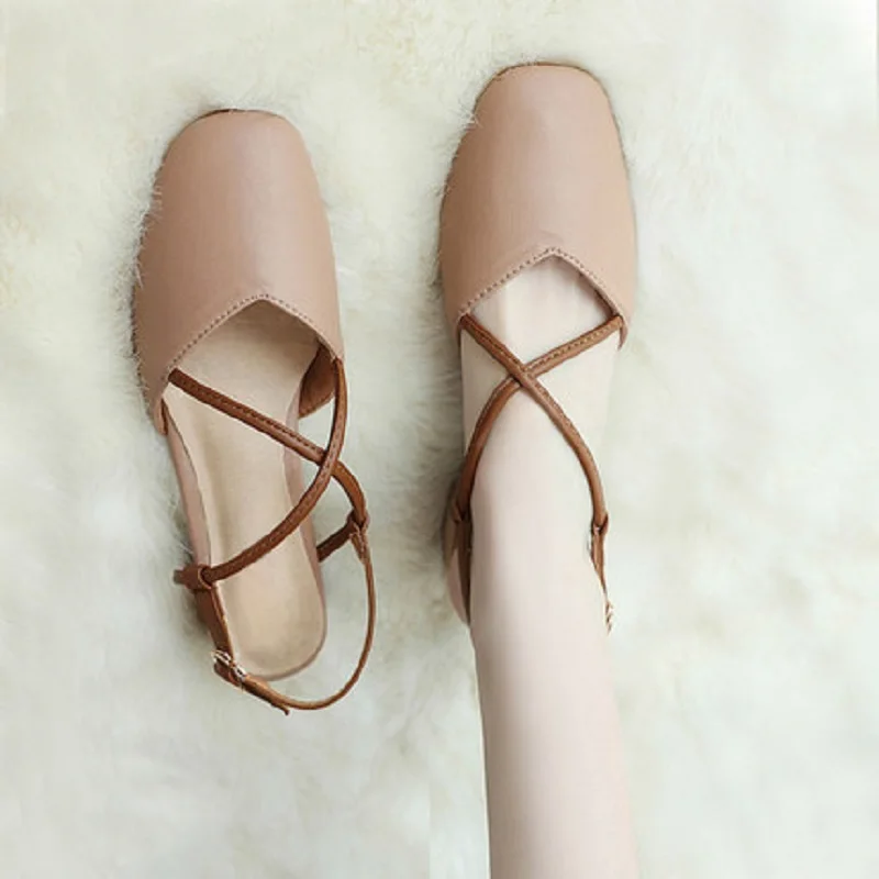 Baotou sandals female summer new wild thick with a word with high heels shoes