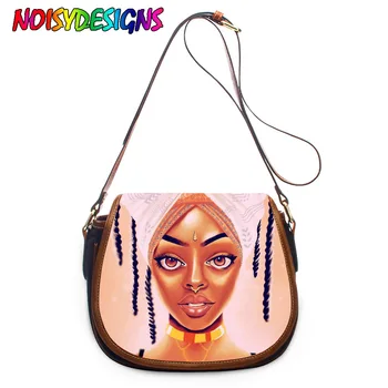 

NOISYDESIGNS Women Casual Shoulder Bag Afriacn Art Black Girl Printed Ladies Crossbody/Messenger Bag Saddle Bags for Female