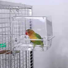 Двойной крюк висячая модернизированная клетка для ванны птицы Регулируемая большая с ясным видом для домашних животных