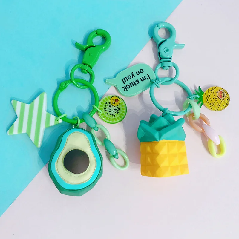 

New Creative Banana Avocado Pineapple Key Chain Girl Keyring Simulation Fruit Keychains Suitable For Women Or Men Keyring Gifts