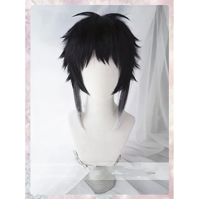 Парик для косплея Bungo Bungou Stray Dogs Ryunosuke Akutagawa короткий черный белый парик