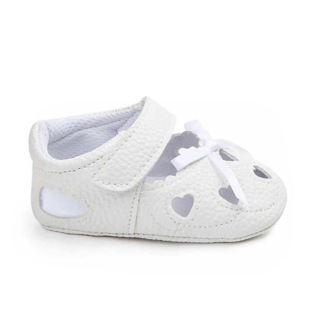 Beautiful Infant Baby Girl's Knit Soft Sole Anti-slip Princess Crib PU Leather First Walkers Shoes Summer Soft Leather Buckle