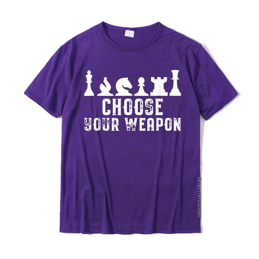 Casual Autumn 100% Cotton Round Neck Tees Short Sleeve Design Sweatshirts Prevalent Design T-shirts Wholesale Choose Your Weapon Chess Strategy Funny Chess Lovers T-Shirt__MZ20575 purple