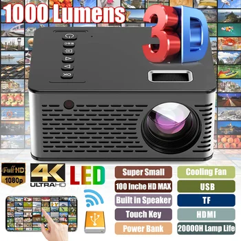 

2019 Newest Android mini Projector 1280*720P Support 4K Videos Via HDMI Home Cinema Movie LED Projector portable projector