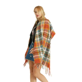 

Scarf Female Winter Korean Edition Hundred Sets of British Winter Winter Colored Chequer Scarf Student Japanese Thickened tassel