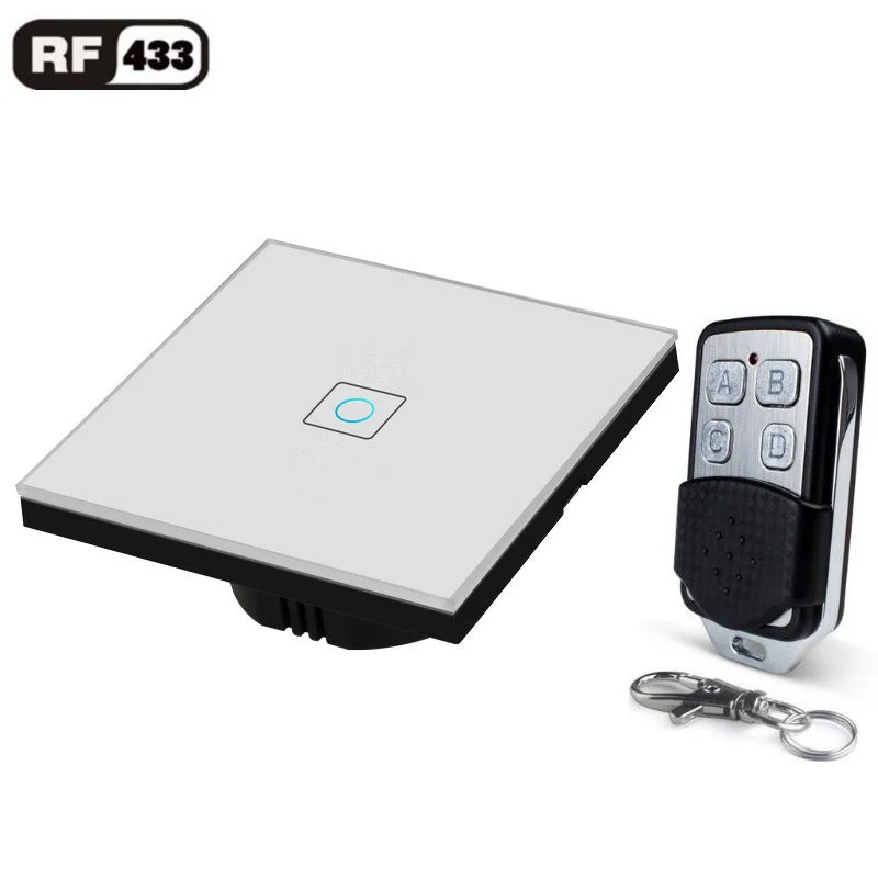 

EU Standard Wireless Remote RF 433 Wall Switch, 1/2/3 Gang Smart Light Switches, Glass Panel Touch Switch AC 220V