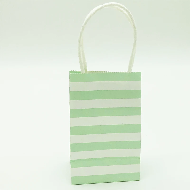 10 pcs green 10 шт бумажный пакет цветная полоса подарочная упаковка конфеты печенья подарок упаковка крафт Свадебная вечеринка Goodie сумки для сладостей Маленький бант - Цвет: 10 pcs green