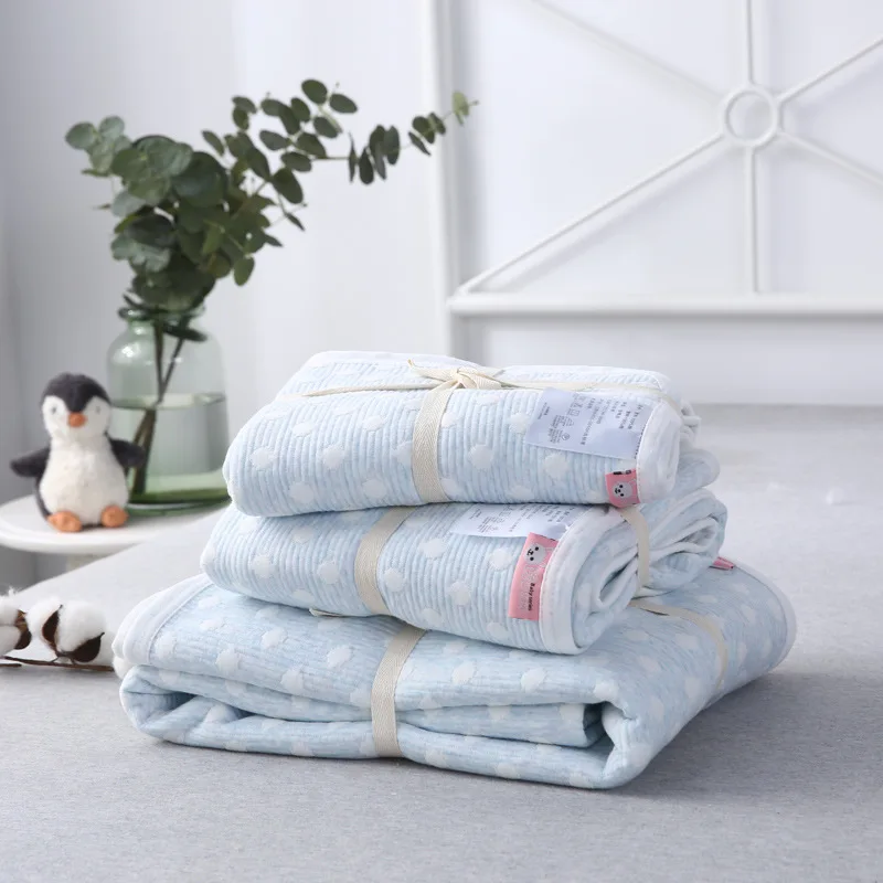 

Bed Sheet Knitted Colorful String Jacquard Summer Quilt Children Cotton Summer Blanket Airable Cover Kindergarten Was