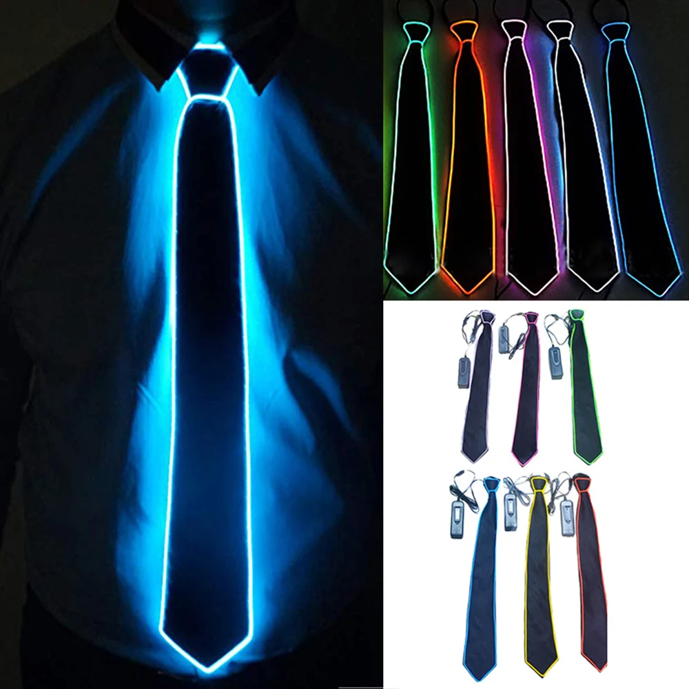 Светящийся галстук 6 цветов унисекс японский корейский Повседневный EL Light Up шоу вечерние украшения косплей Хэллоуин Рождественская осветительная планка ночь