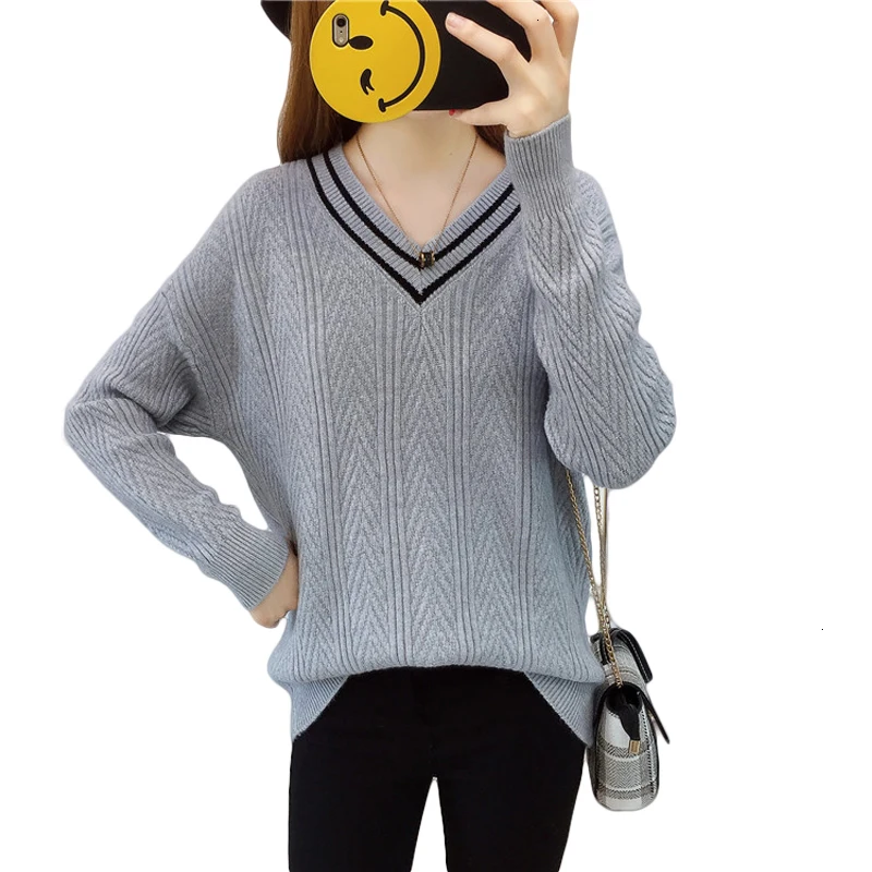 

Helfster Winter 2019 vrouwen gebreide VUR Korte VUR losse v-hals warme VUR vrouwelijke casual top plus 3XL cm808