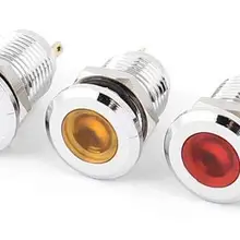 5 шт. 12 мм резьба 12 В 24 В 220 В красный зеленый желтый, синий, белый светодиодный световой индикатор