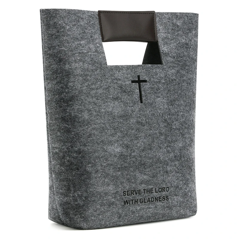 Bridawn Библейский чехол для переноски, войлочный Библейский чехол для женщин, кожаная церковная Сумка-тоут - Цвет: Deep gray
