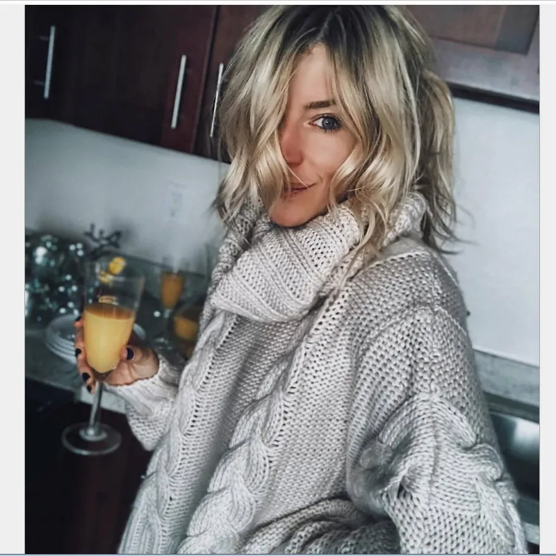 Winter Womens Sweater Fashion High Neck Long Sleeve Twist Weaving Solid Color Bawting Short 2019 Warm Lot | Женская одежда