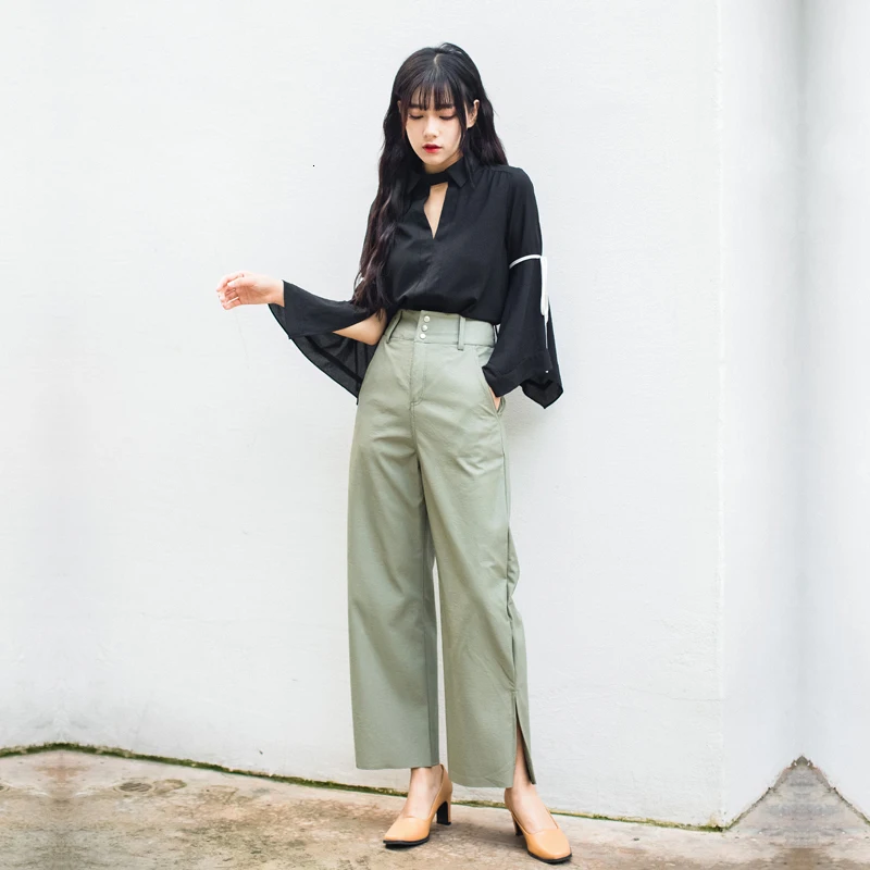Корейские модные женские зимние брюки из искусственной кожи с высокой талией, свободные брюки из искусственной кожи, зимние брюки зеленого оранжевого цвета