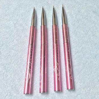 

4Pcs/set Pink Nail Art Lines 0000#000#00#0# On Sale Pure Sable Brush Nail Art Liner Brush Paint Brush 100% Kolinsky 4/5/7/10mm
