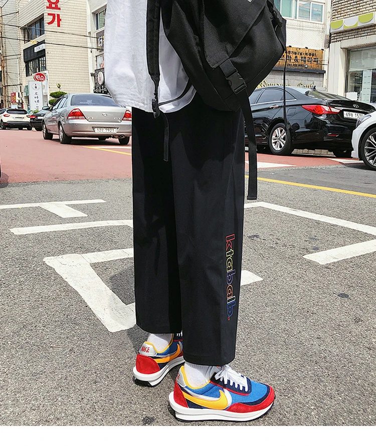 Мужские брюки Осень корейский стиль свободные хип хоп Эстетическая уличная Ulzzang повседневные модные брюки
