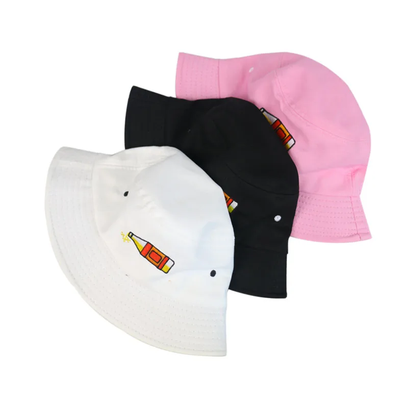 FOXMOTHER New Women Fashion Black White Drink Bottle Fisherman Hats Fishing cap Fisherman Men Autumn