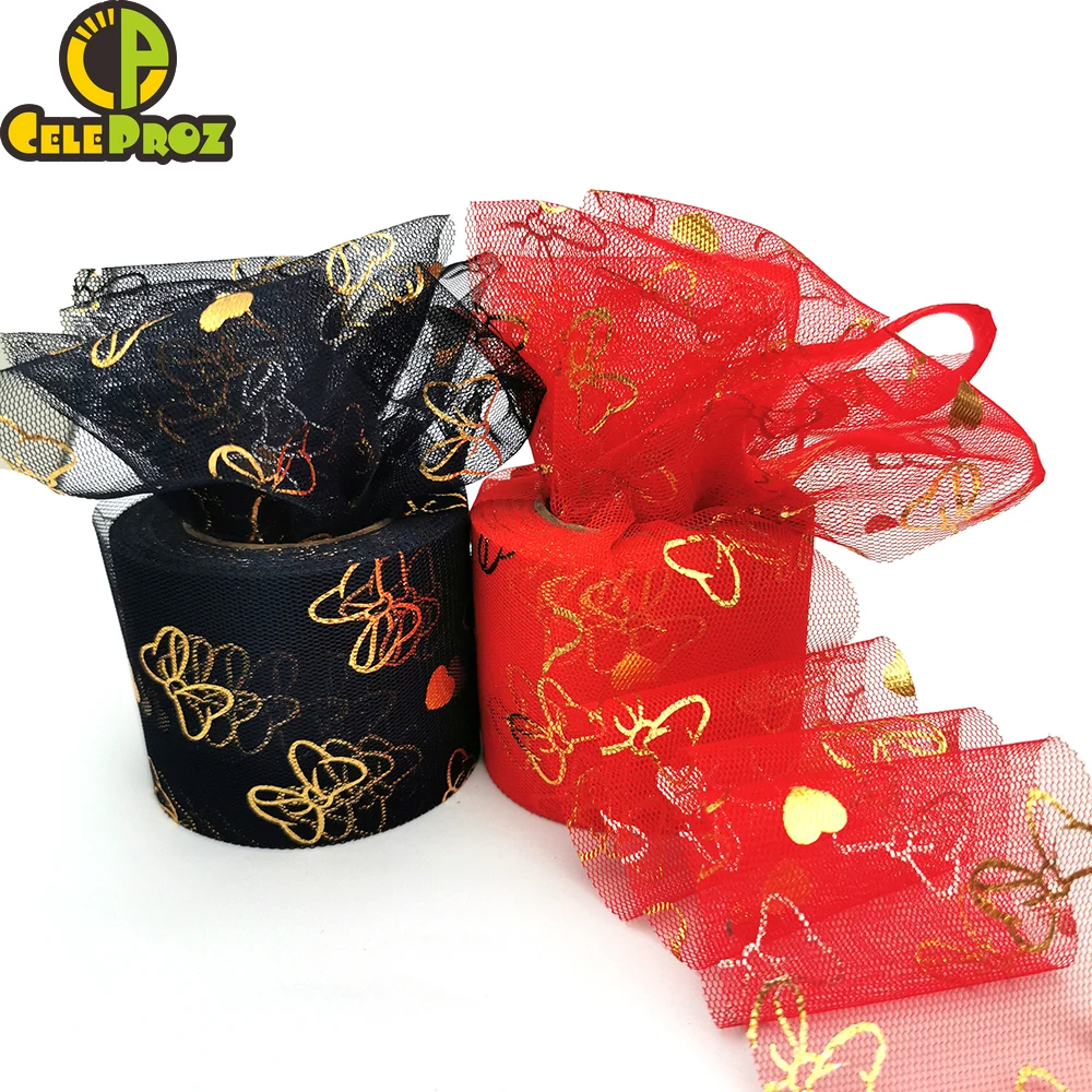 Тюль с бантом бабочкой 6 см золотым бантом|tulle ribbon|ribbon ribbonribbon roll |
