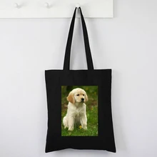 Golden Retriever Canvas Bag Puppy Tote Bag Reusable Shopping Bag Fashion Tote Bag Animal Prints Designer Tote Bag Reusable Cute