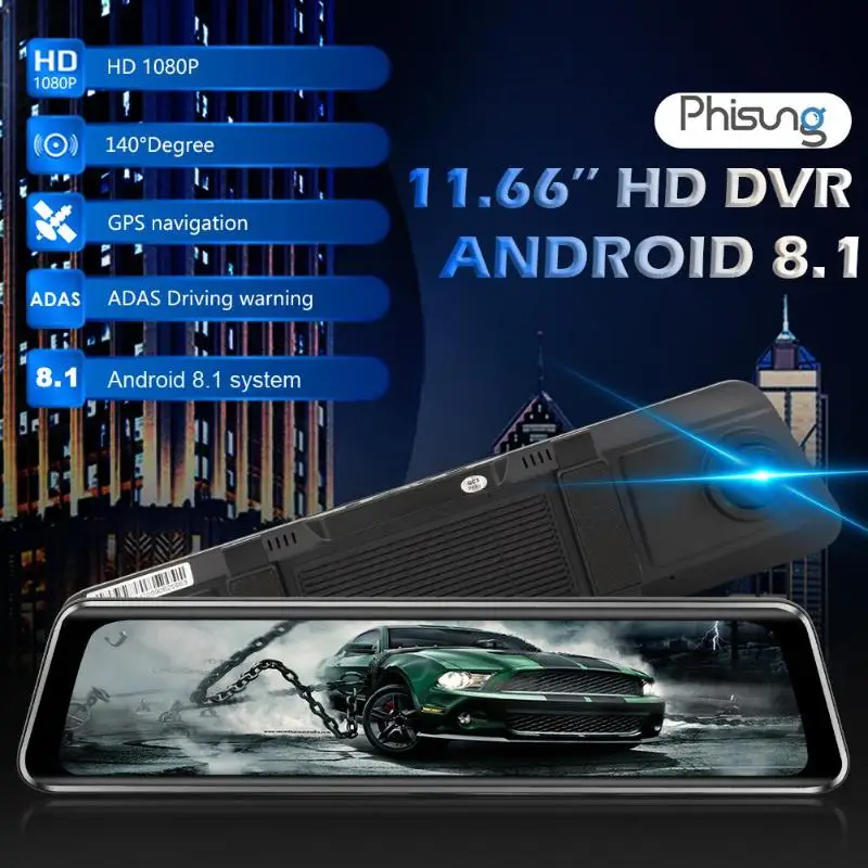 Phisung Z66 4G Android 8,1 Автомобильная dvr камера зеркало заднего вида WiFi gps видеорегистратор